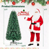 5/6/7 FT Pre-Lit Fiber Optic Christmas Tree with 148/185/226 Multi-Color LED Lights and Top Star Light-6 ft