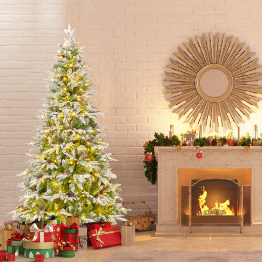 6/7.5/9 FT Pre-Lit Artificial Christmas Tree with 765/1135/1871 Tips and 280/470/690 Warm-White LED Lights-S