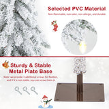 6 Feet Pre-Lit Slim Pencil Christmas Tree Snow Flocked Xmas Decor