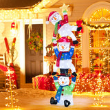6 FT Pre-Lit Stacked Snowman Set with 155 LED Lights and Ground Stakes