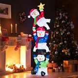 6 FT Pre-Lit Stacked Snowman Set with 155 LED Lights and Ground Stakes