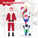 6 FT Pre-Lit Stacked Snowman Set with 155 LED Lights and Ground Stakes