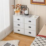 6 Fabric Drawers Storage Chest with Wooden Top-White