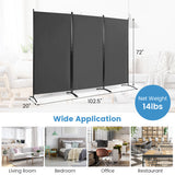 6 Feet 3 Panel Room Divider with Durable Hinges Steel Base-Gray