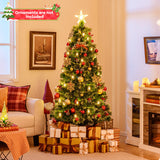 5/6/7 Feet Artificial Christmas Tree with Red Berries and Kerosene Lamps-6 ft