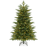 5/6/7 Feet Artificial Christmas Tree with 1426/2116/3156 Lush PVC and 200/300/400 Warm White LED Lights-M