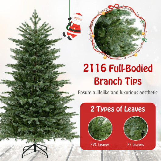 5/6/7 Feet Artificial Christmas Tree with 1426/2116/3156 Lush PVC and 200/300/400 Warm White LED Lights-M