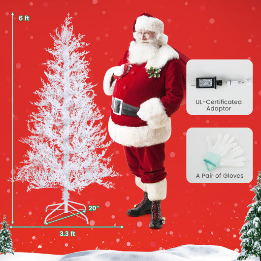 6 Feet Artificial Xmas Tree with 383 PE Branch Tips and 300 LED Lights