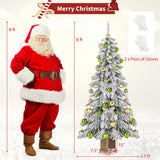 6 Feet Artificial Xmas Tree with 589 Flocked Branch Tips and 48 Xmas Balls