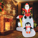 6 Feet Christmas Inflatable with Blow up Penguins and Santa Decoration