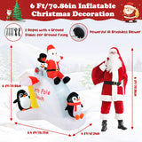 6 Feet Christmas Inflatable with Blow up Penguins and Santa Decoration