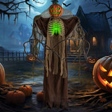 6 Feet Halloween Animatronics Light Up Talking Ghost Pumpkin with Glowing Ribs and Moving Head
