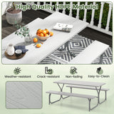 6 Feet Picnic Table Bench Set with HDPE Tabletop for 8 Person-Gray