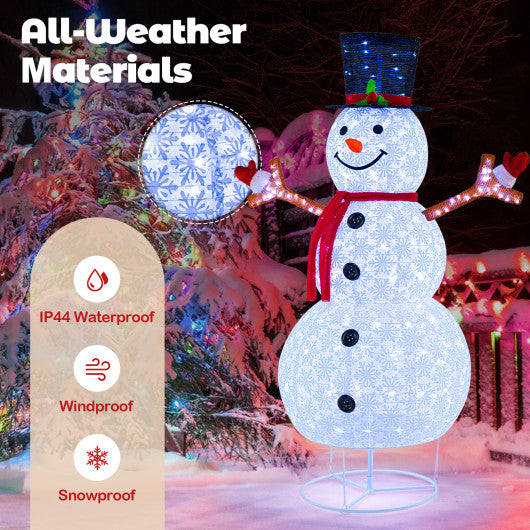 6 Feet Pre-Lit Christmas Snowman with Built-in Lights and Black Hat