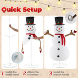 6 Feet Pre-Lit Christmas Snowman with Built-in Lights and Black Hat