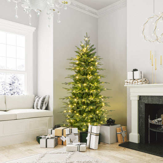 6 Feet Pre-Lit Artificial Christmas Tree with Warm White LED Lights ...