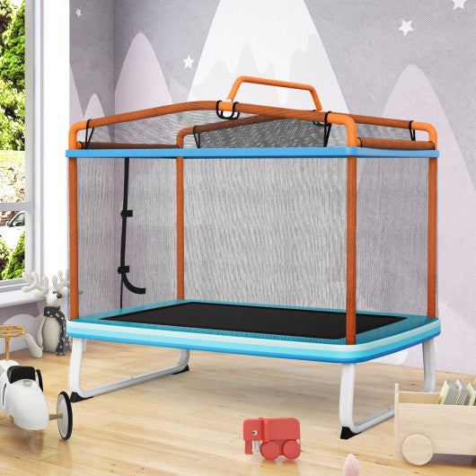 6 Feet Rectangle Trampoline with Swing Horizontal Bar and Safety Net-Orange