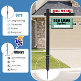 6 Feet Vinyl UPVC Real Estate Sign Post Realtor Yard Sign Post-Black