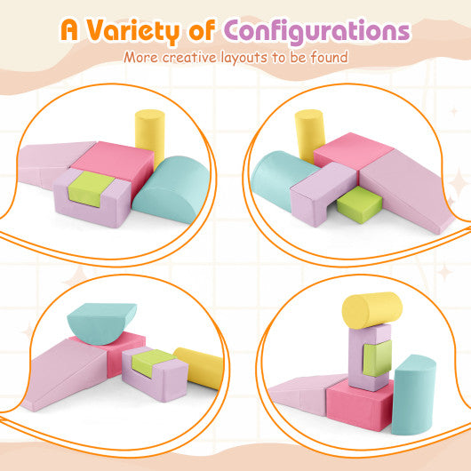 6 Pieces Foam Climbing Blocks Indoor Climb and Crawl Activity Playset with Rectangles-Macaron Multicolor