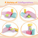 6 Pieces Foam Climbing Blocks Indoor Climb and Crawl Activity Playset with Rectangles-Macaron Multicolor
