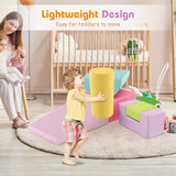 6 Pieces Foam Climbing Blocks Indoor Climb and Crawl Activity Playset with Rectangles-Macaron Multicolor