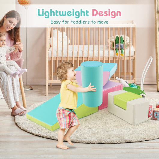 6 Pieces Foam Climbing Blocks Indoor Climb and Crawl Activity Playset with Rectangles-Green