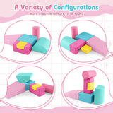 6 Pieces Foam Climbing Blocks Indoor Climb and Crawl Activity Playset with Rectangles-Pink
