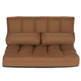 6-Position Foldable Floor Sofa Bed with Detachable Cloth Cover-Brown
