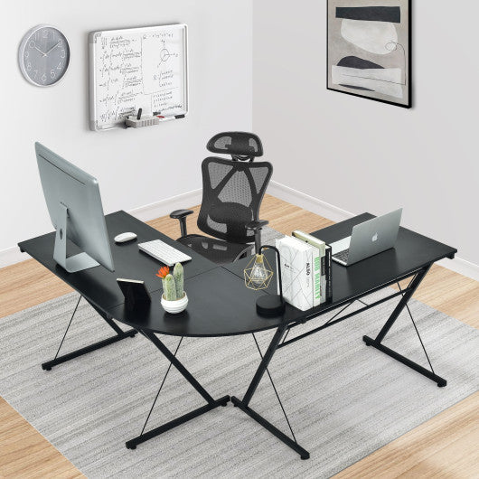 59 Inches L-Shaped Corner Desk Computer Table for Home Office Study Workstation-Black