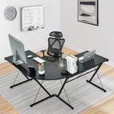 59 Inches L-Shaped Corner Desk Computer Table for Home Office Study Workstation-Black
