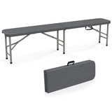 6 Feet Folding HDPE Bench with 1320 LBS Capacity and Handle Lock-Gray