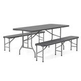 6 Feet Folding HDPE Bench with 1320 LBS Capacity and Handle Lock-Gray