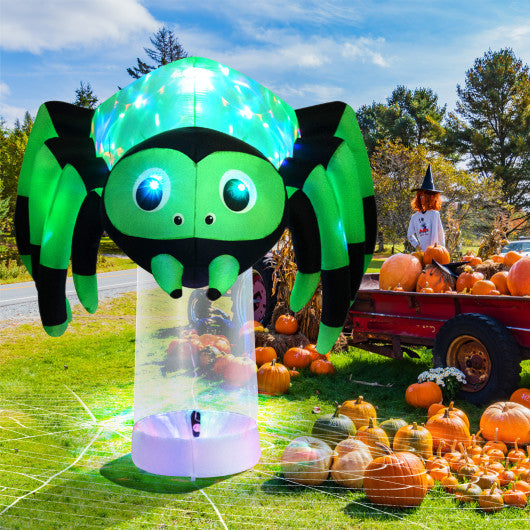 6 Feet Halloween Inflatable Spider with 3 Color Rotating Light