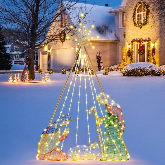 6 Feet Pre-Lit Nativity Scene Set with 240 Warm White LED Lights
