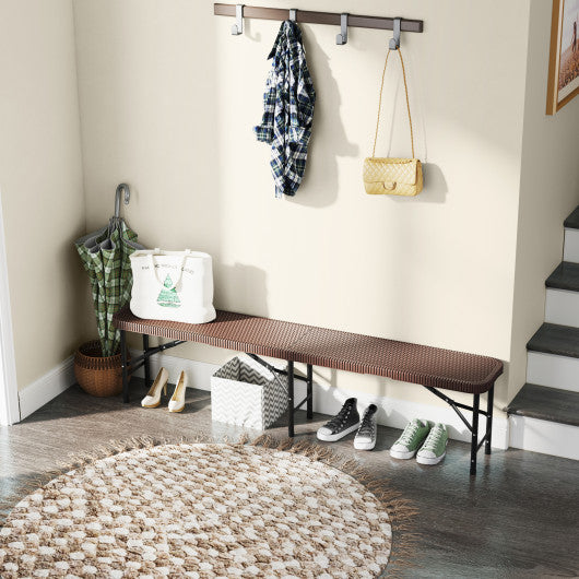 6 ft Plastic Folding Bench with 1320 LBS Capacity and Handle-Brown