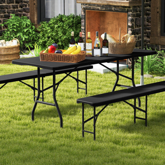 6 ft Portable Folding Table 350 LBS Fold-in-Half Table with HDPE Tabletop-Black