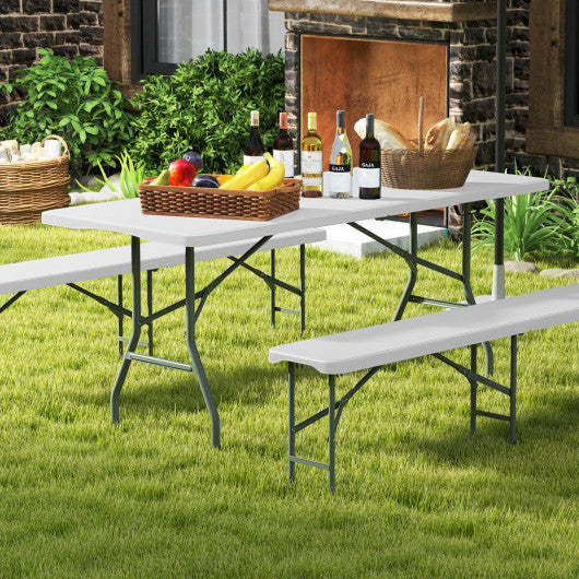 6 ft Portable Folding Table 350 LBS Fold-in-Half Table with HDPE Tabletop-White