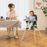6 in 1 Convertible Highchair with Safety Harness and Removable Tray-Black