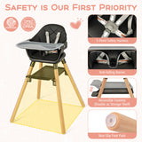 6 in 1 Convertible Highchair with Safety Harness and Removable Tray-Black
