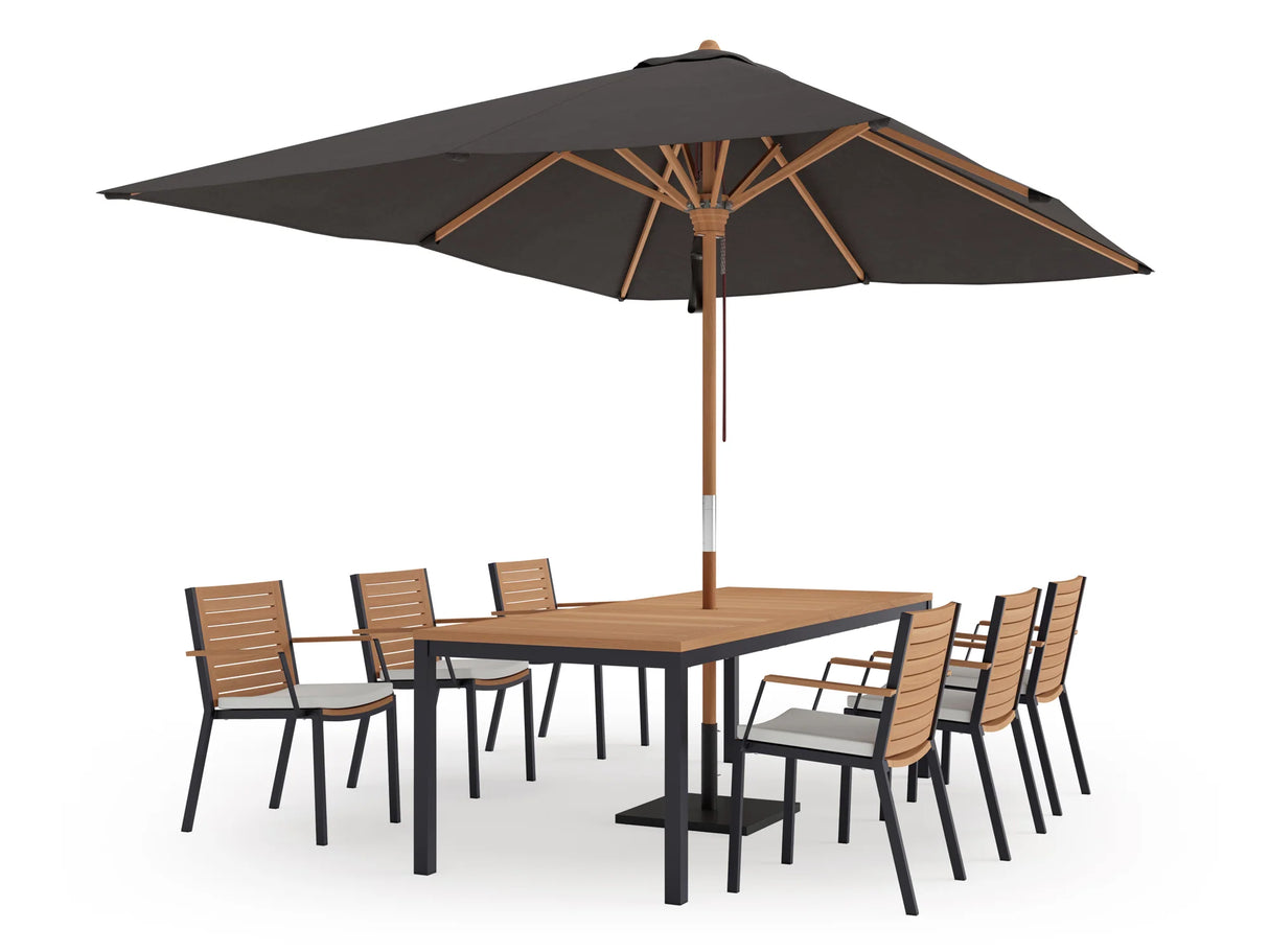 Monterey 6 Seater Dining Set with 96 In. Table with Umbrella