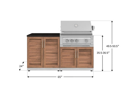 Outdoor Kitchen Stainless Steel 4 Piece Cabinet Set with 2 Door, Grill Cabinet, Platinum Grill and Countertop