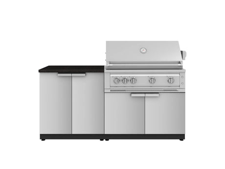 Outdoor Kitchen Stainless Steel 4 Piece Cabinet Set with 2 Door, Grill Cabinet, Platinum Grill and Countertop