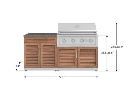 Outdoor Kitchen Stainless-Steel 4 Piece Cabinet Set with Bar, Grill Cabinet, Performance Grill, and Countertop