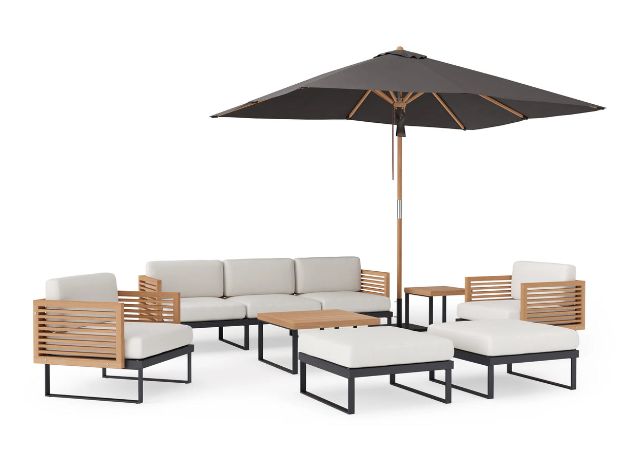 Monterey 7 Seater Chat Set with Coffee Table, Side Table and Umbrella