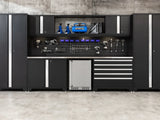 Pro Series 6 Piece Cabinet Set with Base, Wall Cabinet, Locker and Stainless Steel Door Fridge