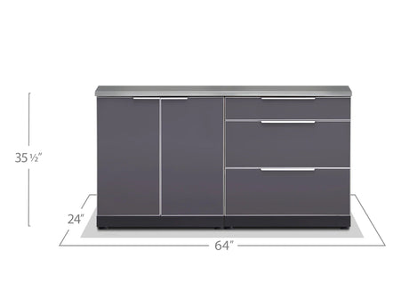 Outdoor Kitchen Aluminum 2 Piece Cabinet Set with 3-Drawer and 2-Door Cabinet