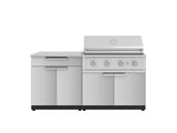 Outdoor Kitchen Stainless-Steel 4 Piece Cabinet Set with Bar, Grill Cabinet, Performance Grill, and Countertop