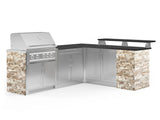 Outdoor Kitchen Signature Series 8 Piece L Shape Cabinet Set with 2 Door, Bar, Platinum Grill and Grill Cabinet