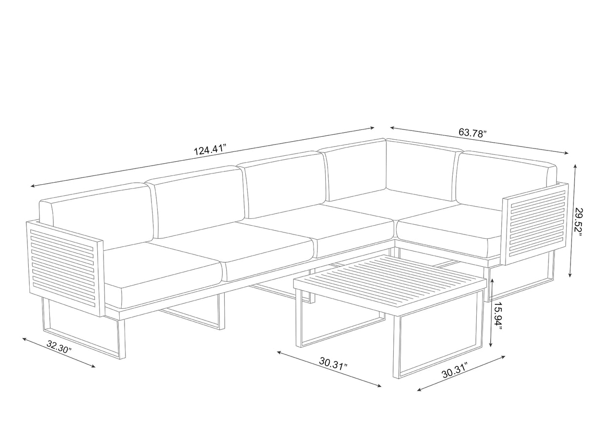 Monterey 5 Seater Sectional with Coffee Table