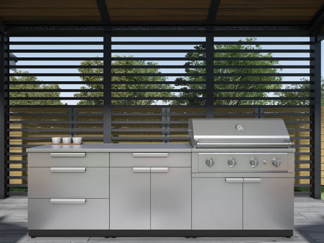 Outdoor Kitchen Stainless Steel 3 Piece Cabinet Set with 3-Drawer, Bar and Grill Cabinet